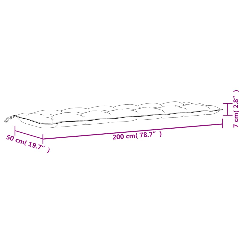2 db piros oxford szövet kerti padpárna 200 x 50 x 7 cm