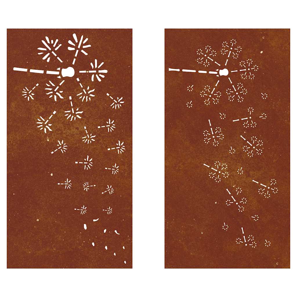 2 db virágmintás corten acél kerti faldísz 105 x 55 cm
