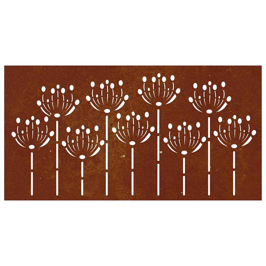Virágmintás corten acél kerti faldísz 105 x 55 cm