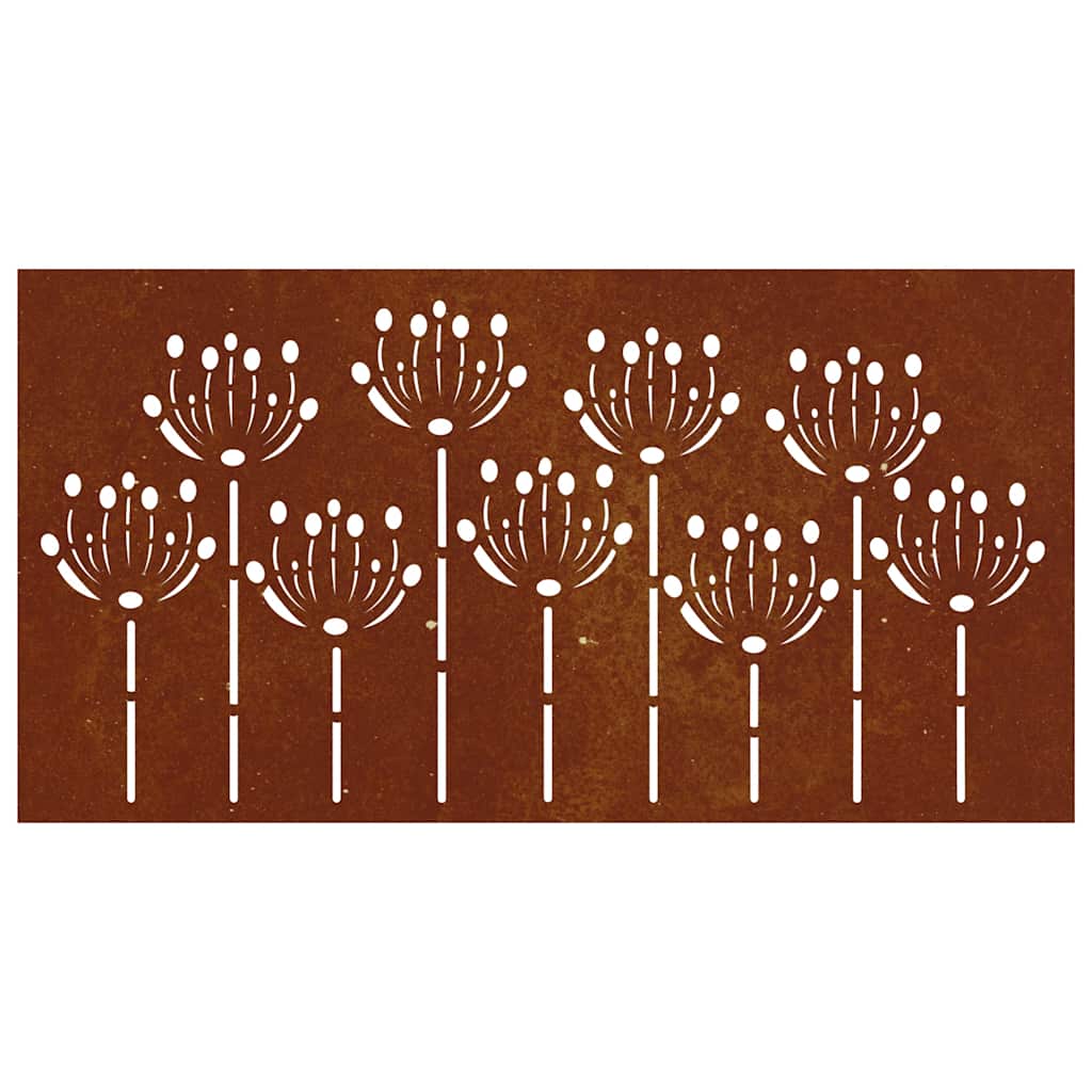 Virágmintás corten acél kerti faldísz 105 x 55 cm