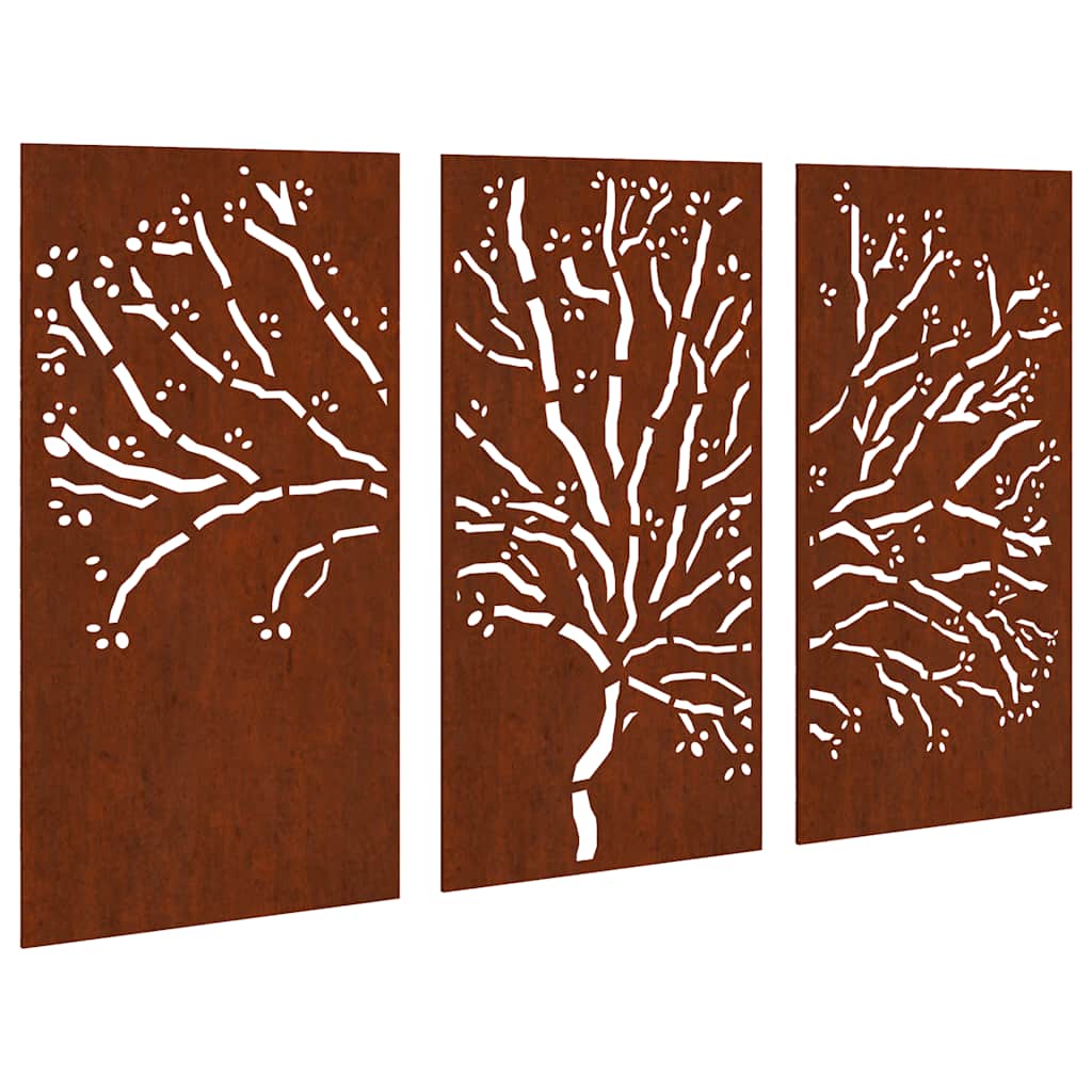 3 db famintás corten acél kerti faldísz 105 x 55 cm