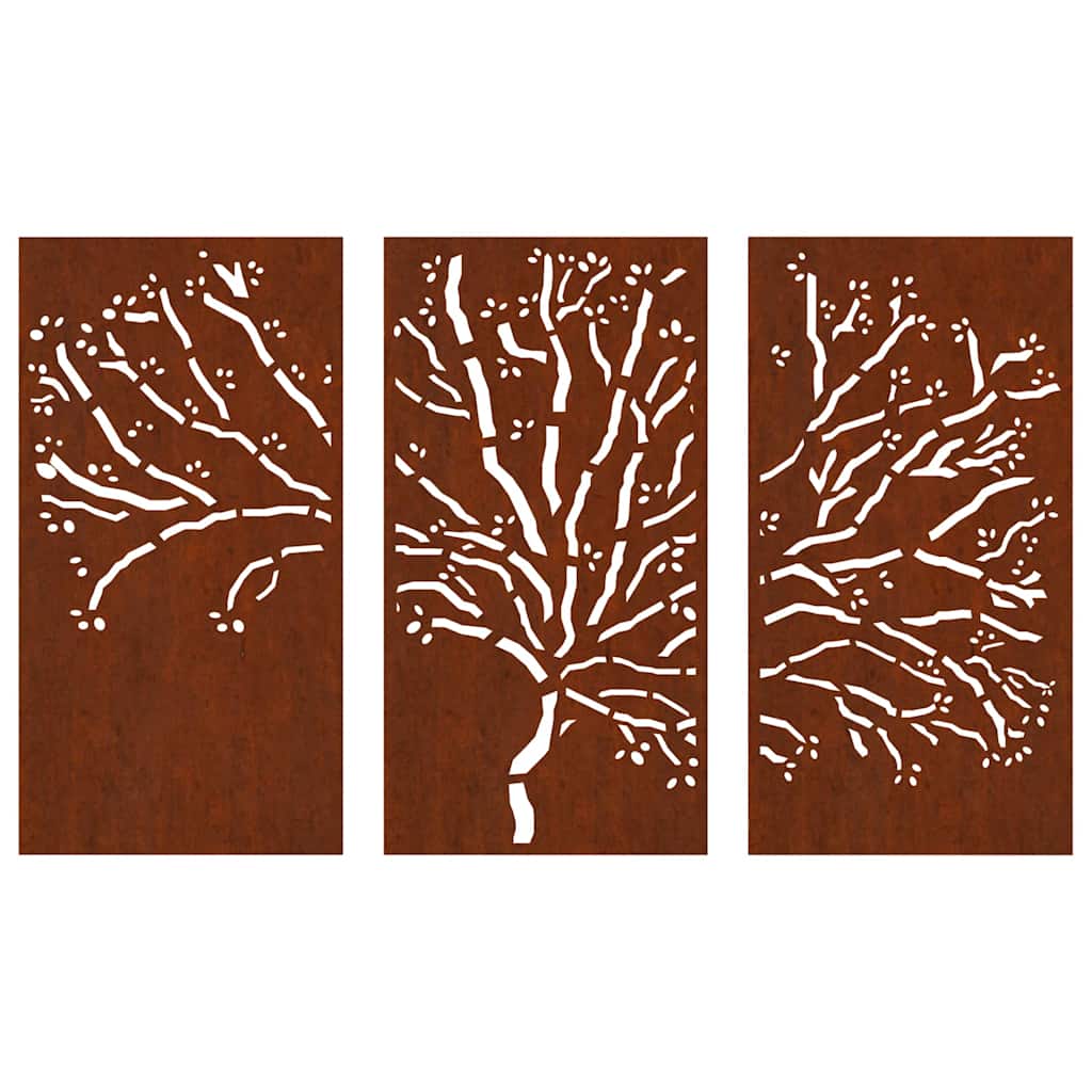 3 db famintás corten acél kerti faldísz 105 x 55 cm