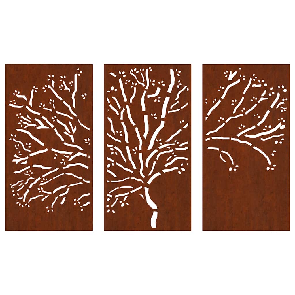 3 db famintás corten acél kerti faldísz 105 x 55 cm