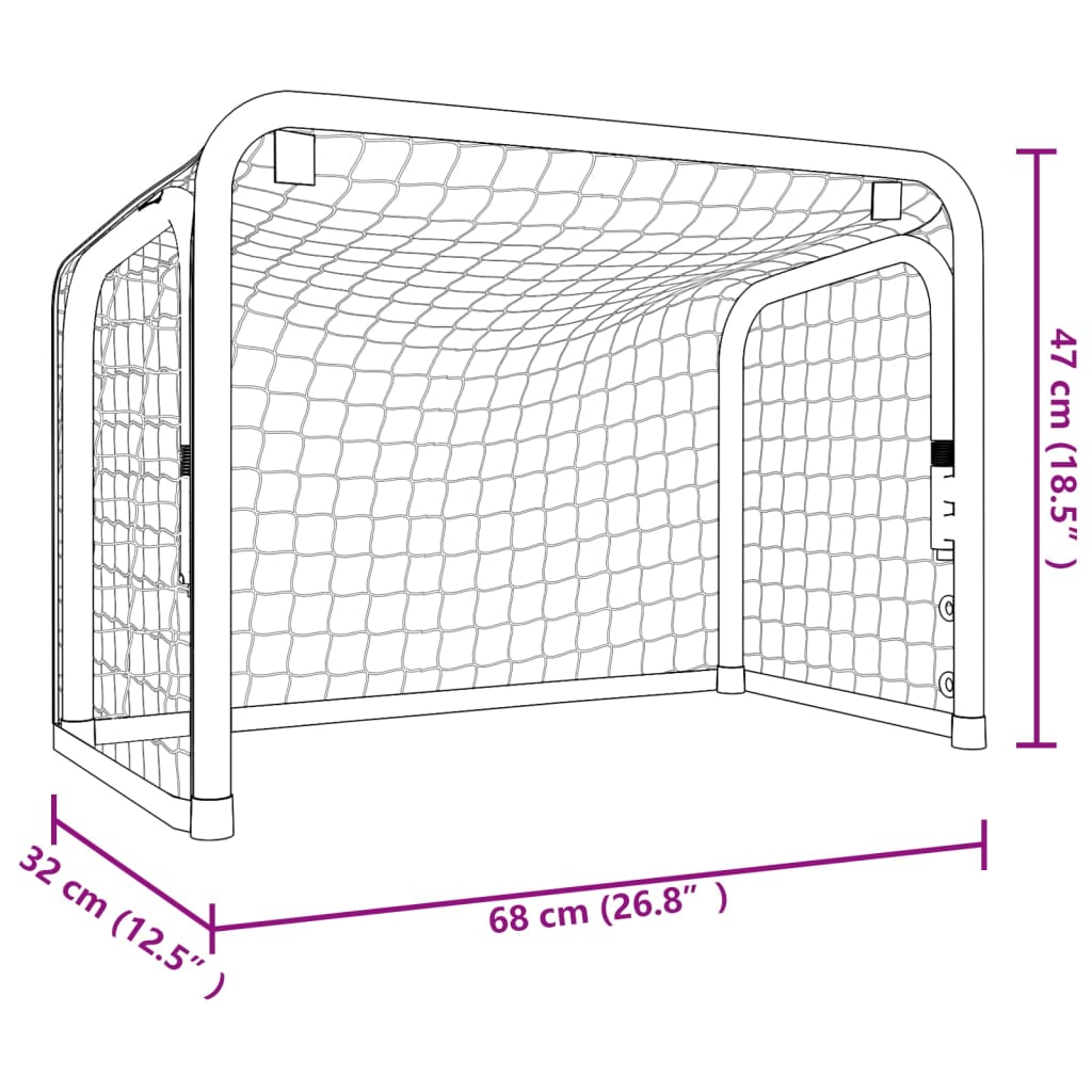 Piros és fekete acél és poliészter hokikapu hálóval 68x32x47 cm