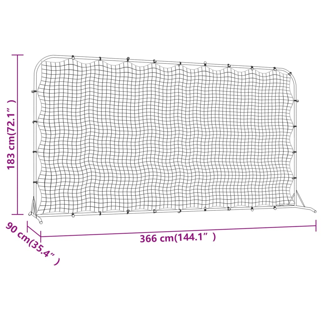 Fekete hdpe foci-visszapattanó háló 366 x 90 x 183 cm Fekete hdpe foci-visszapattanó háló 366 x 90 x 183 cm