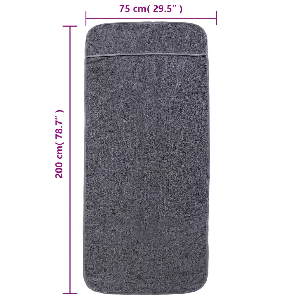 2 db antracitszürke 400 gsm szövet strandtörölköző 75 x 200 cm