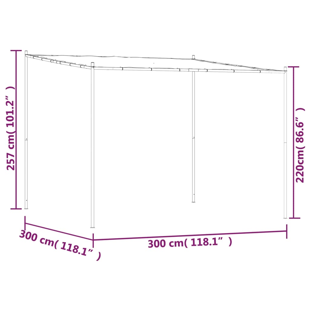 Antracitszürke szövet és acél pavilon 3x3 m 180 g/m²