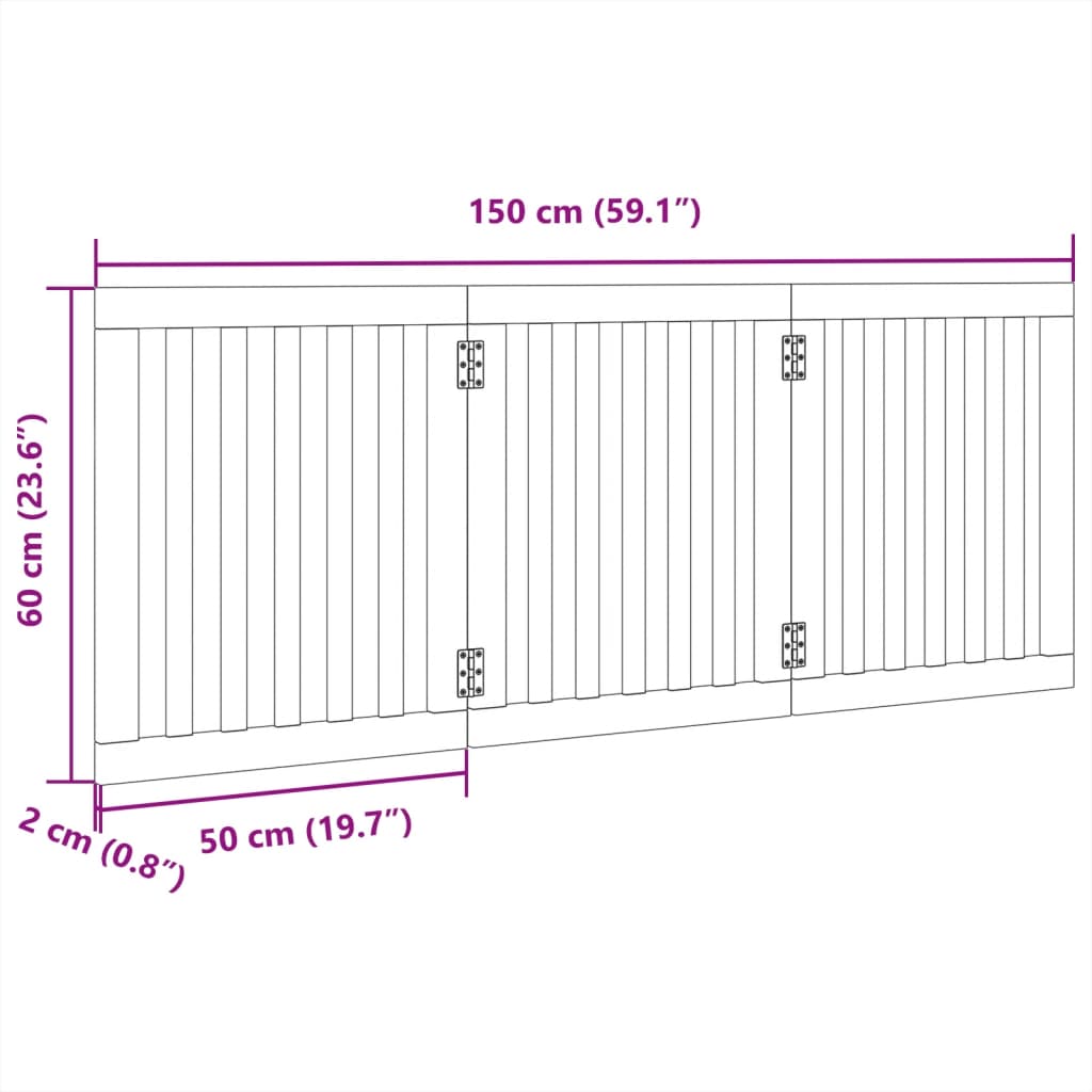 Fehér nyárfa 3 paneles összecsukható kutyakapu 150 cm
