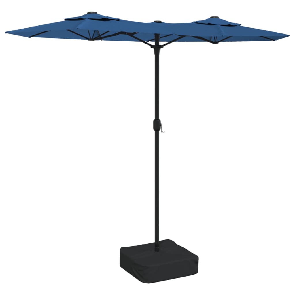 Azúrkék dupla tetős led-es napernyő 316x145 cm