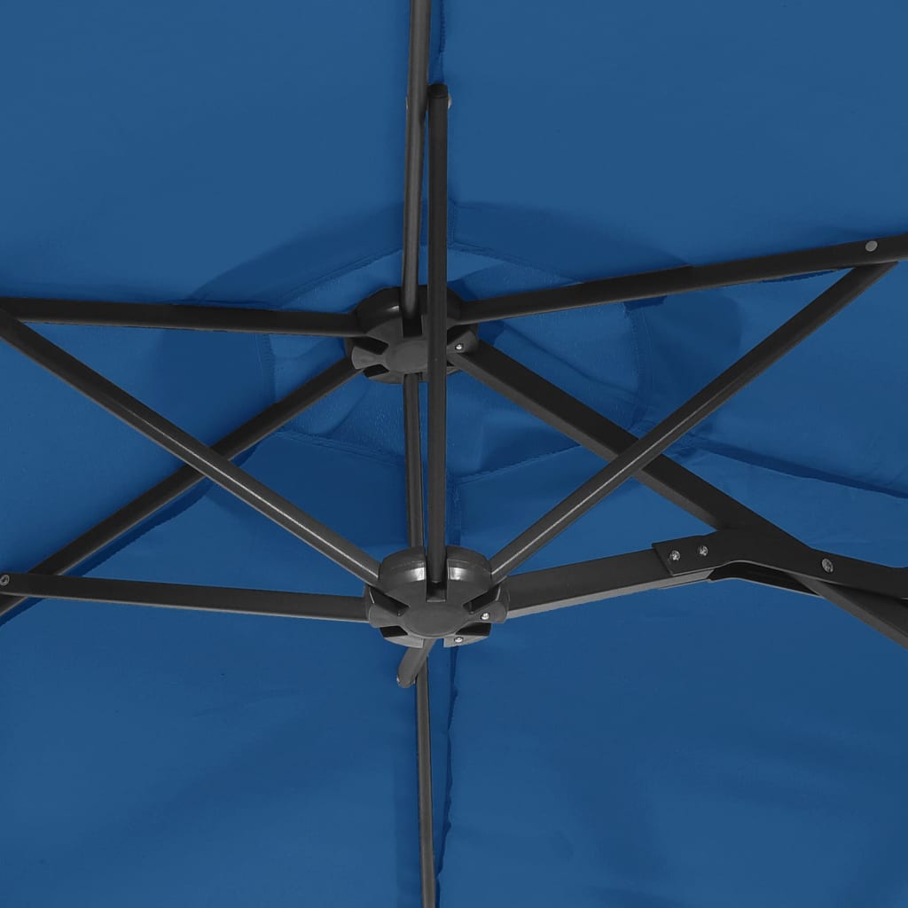 Azúrkék dupla tetős led-es napernyő 316x145 cm