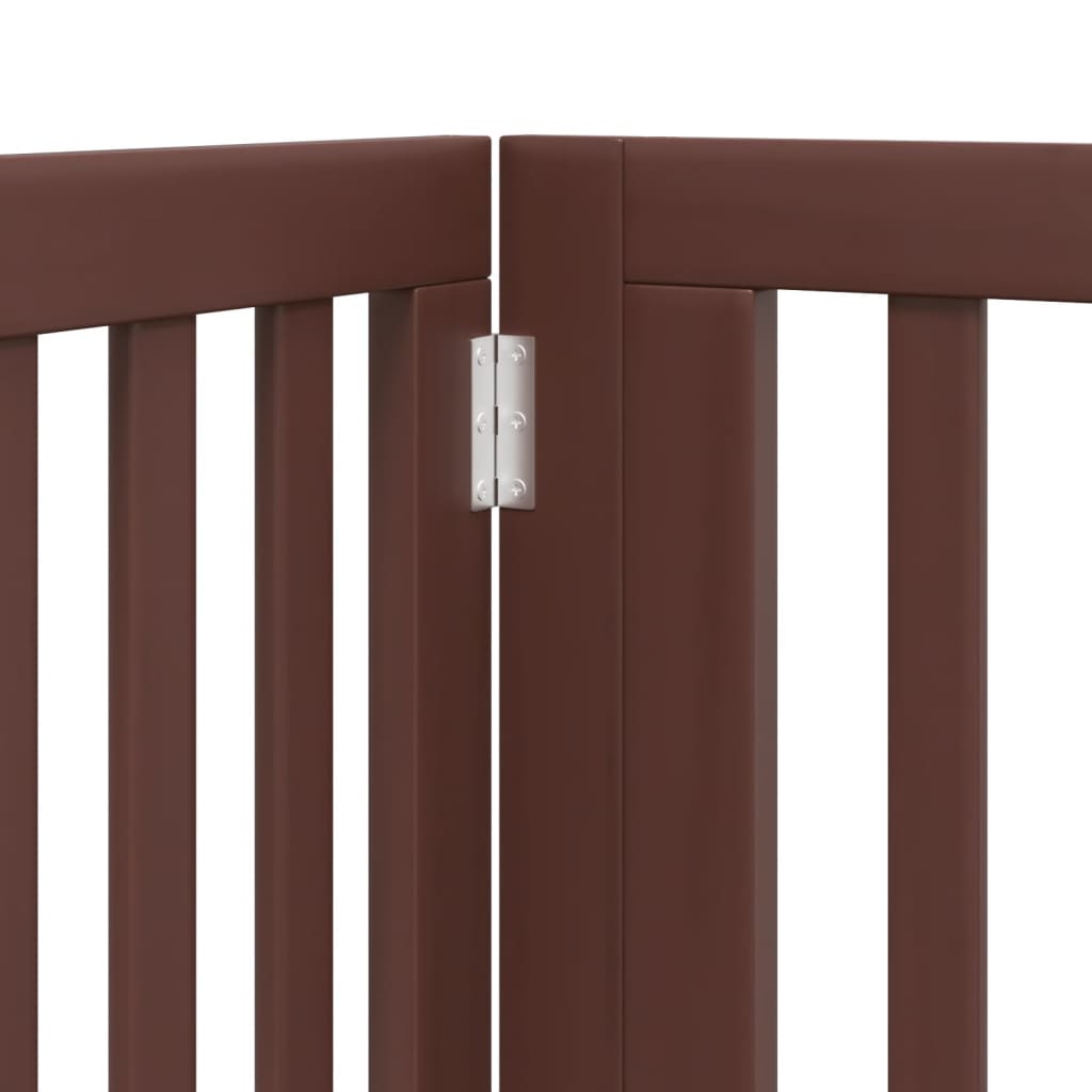 Barna nyárfa 8 paneles összecsukható kutyakapu ajtóval 640 cm