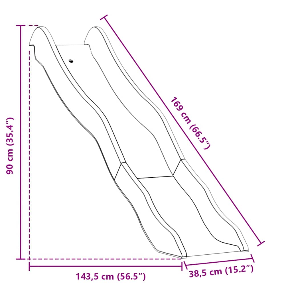 Kék polipropilén játszócsúszda 174 x 38 cm