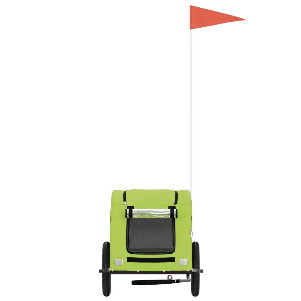 Zöld szövet és vas kutyaszállító kerékpár-utánfutó