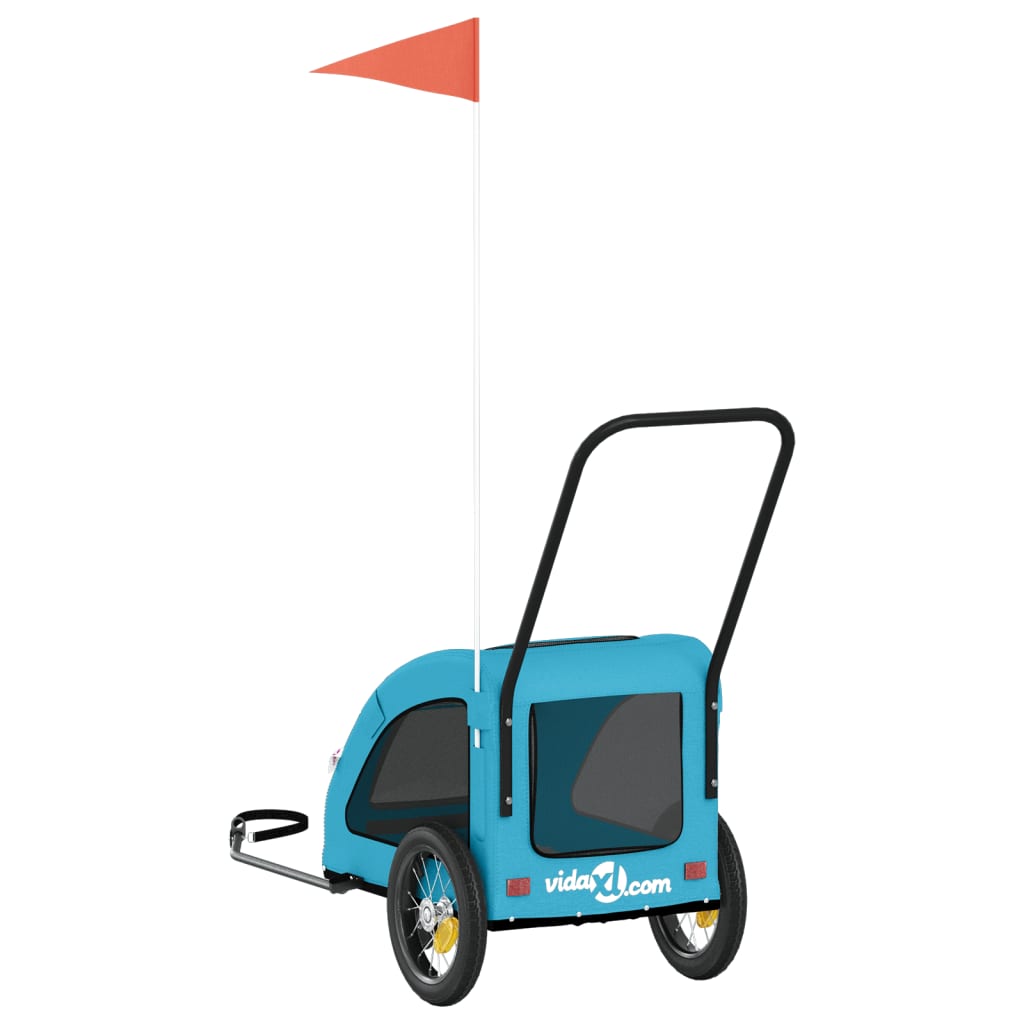 Kék oxford szövet és vas kisállatszállító utánfutó