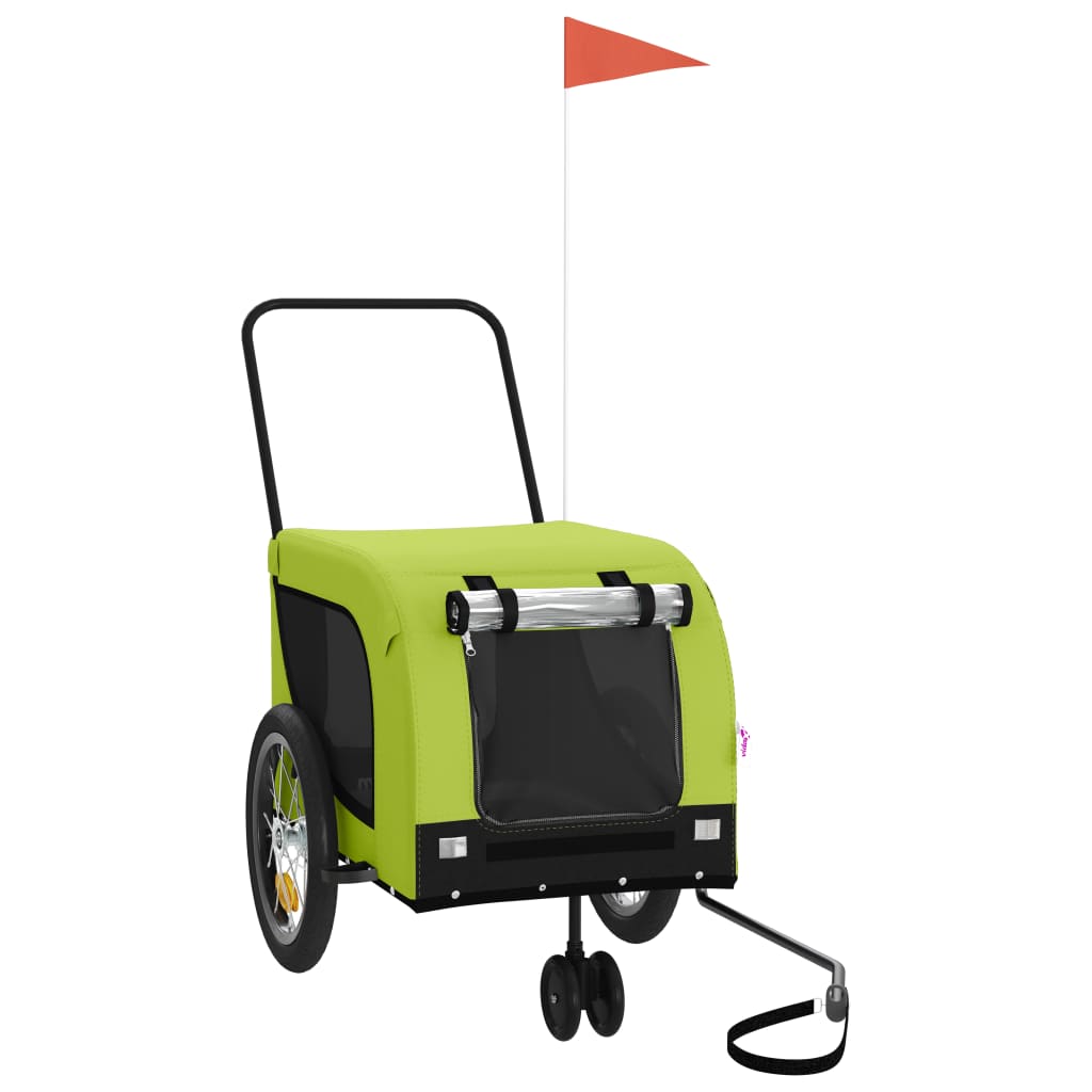 Zöld-fekete oxford szövet és vas kisállatszállító utánfutó