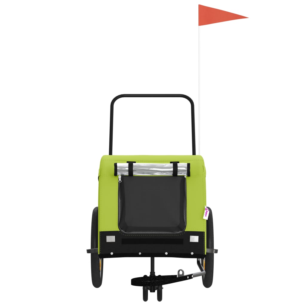 Zöld-fekete oxford szövet és vas kisállatszállító utánfutó