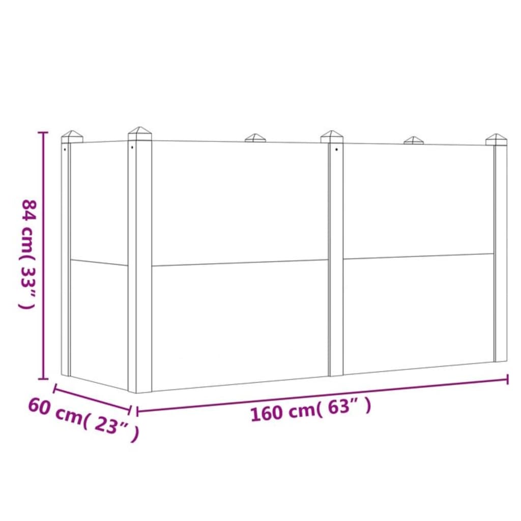 Tömör akácfa kerti magaságyás 160 x 60 x 84 cm