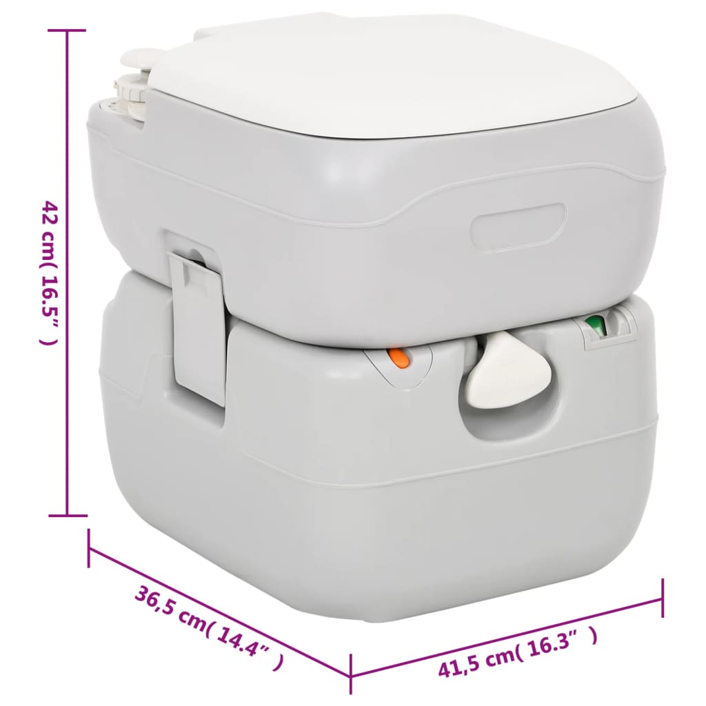 Szürke-fehér hdpe hordozható kemping wc 22+12 l
