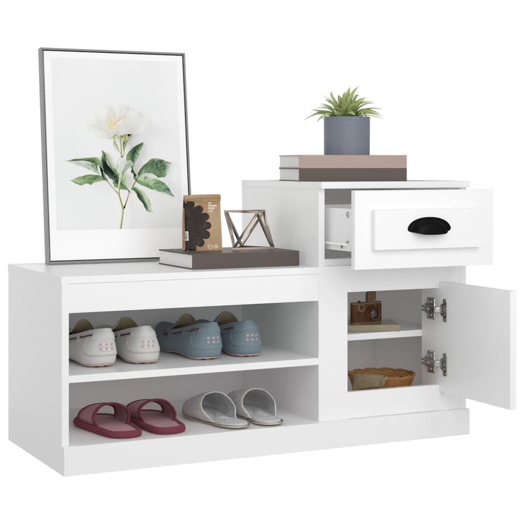 Fehér szerelt fa cipősszekrény 100x42x60 cm Fehér szerelt fa cipősszekrény 100x42x60 cm