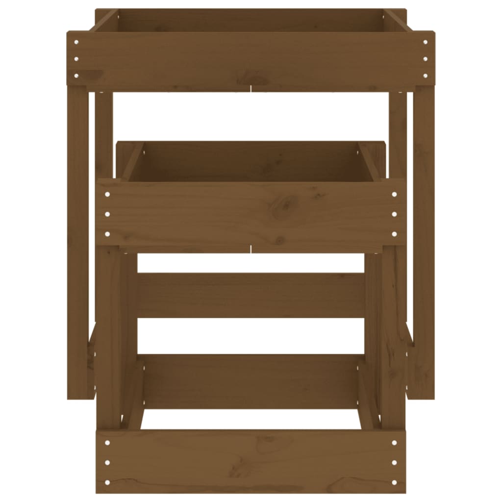 2 db mézbarna tömör fenyőfa homokozó asztal