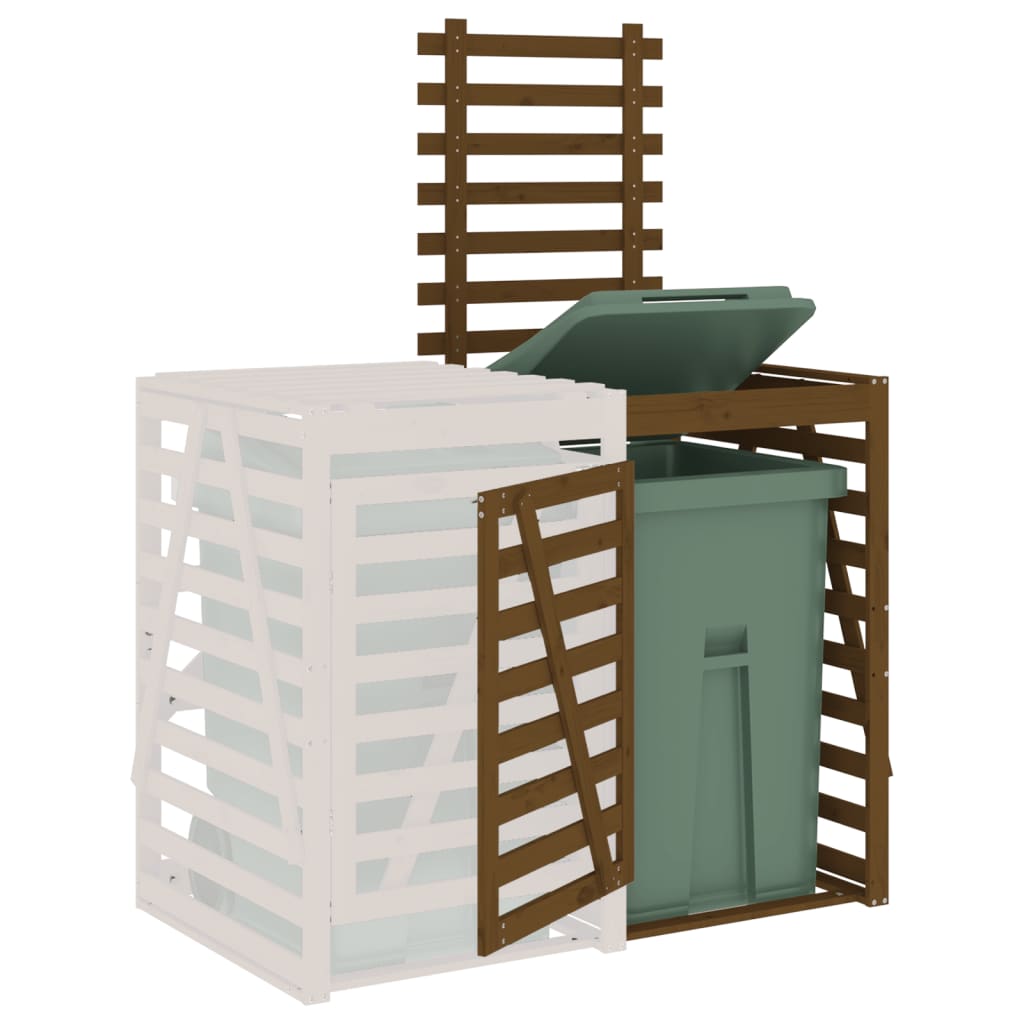 Mézbarna tömör fenyőfa szemeteskuka tároló hosszabbító