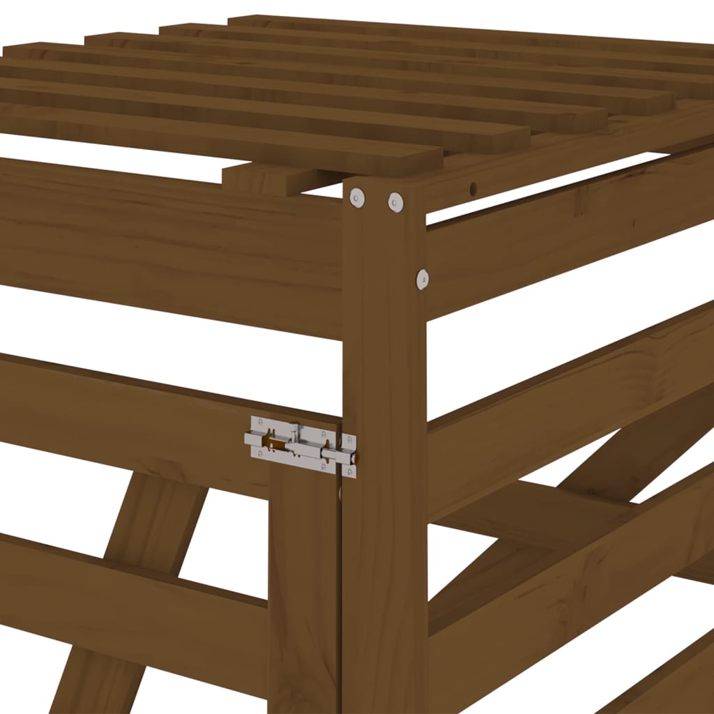 Mézbarna tömör fenyőfa szemeteskuka tároló hosszabbító