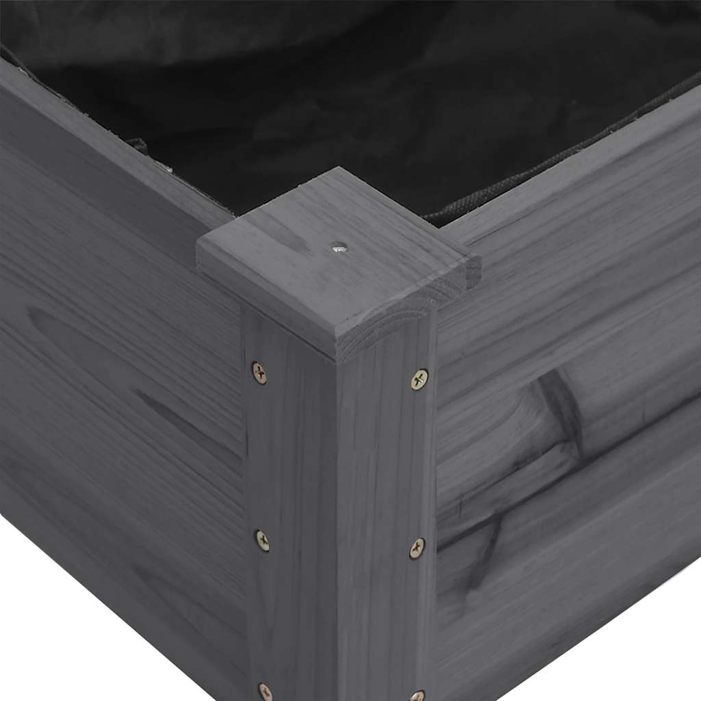 Szürke tömör fenyőfa kerti ültetőláda béléssel 118 x 59 x 76 cm