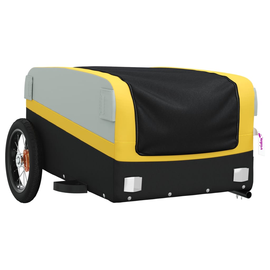Fekete-sárga vas kerékpár-utánfutó 30 kg