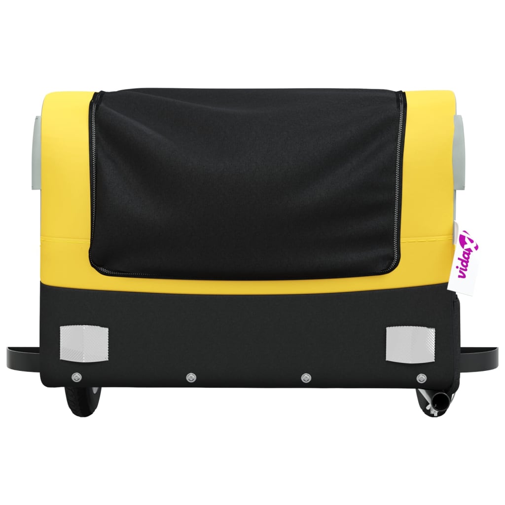 Fekete-sárga vas kerékpár-utánfutó 30 kg
