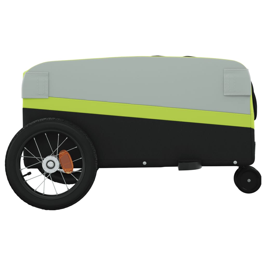 Fekete-zöld vas kerékpár-utánfutó 30 kg