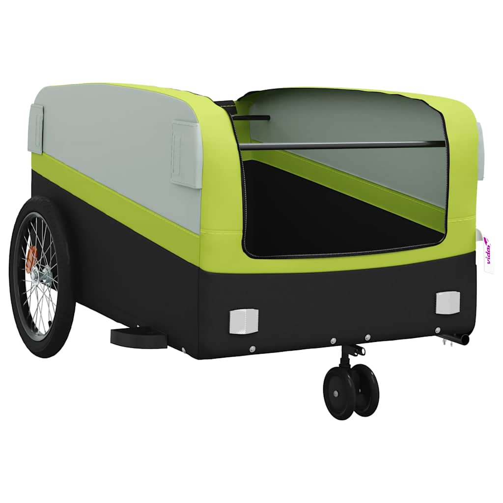 Fekete-zöld vas kerékpár-utánfutó 45 kg