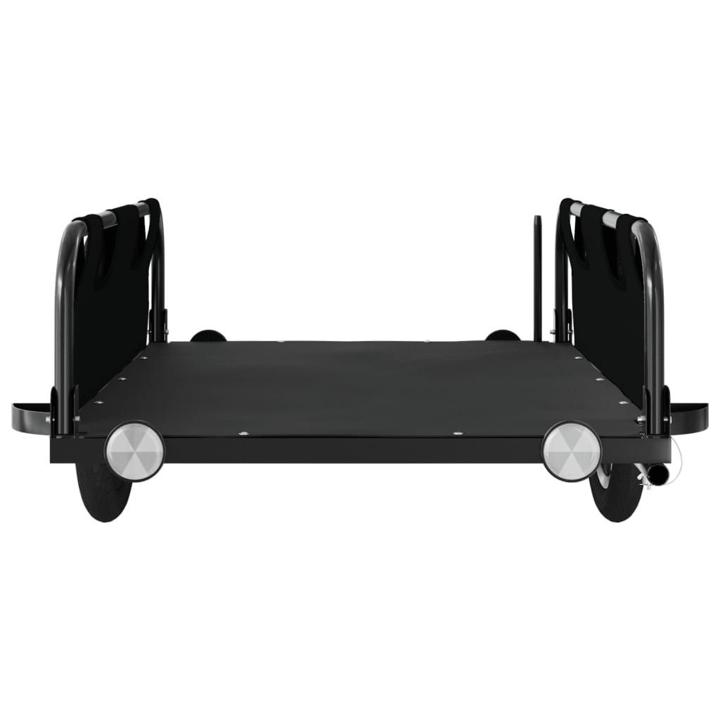 Fekete oxford szövet és vas teherszállító kerékpár utánfutó