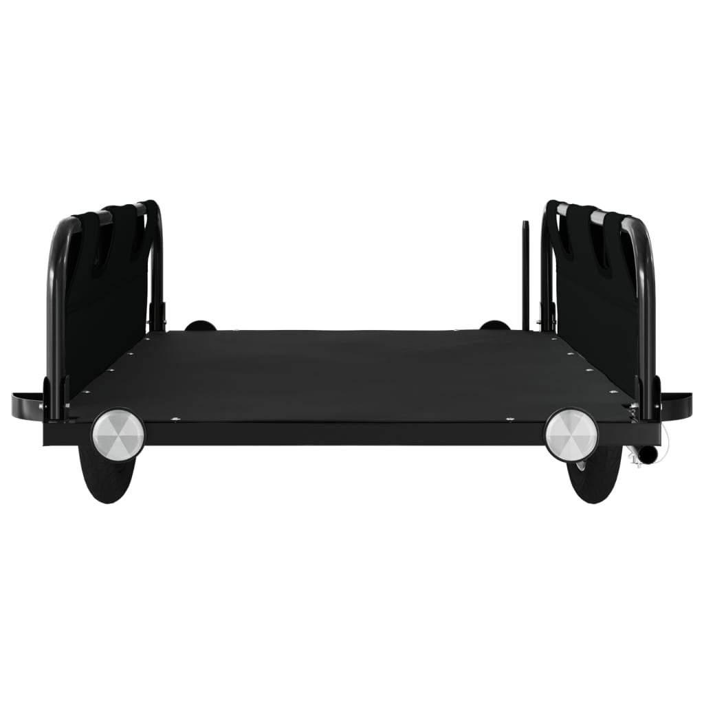 Fekete oxford szövet és vas teherszállító kerékpár utánfutó