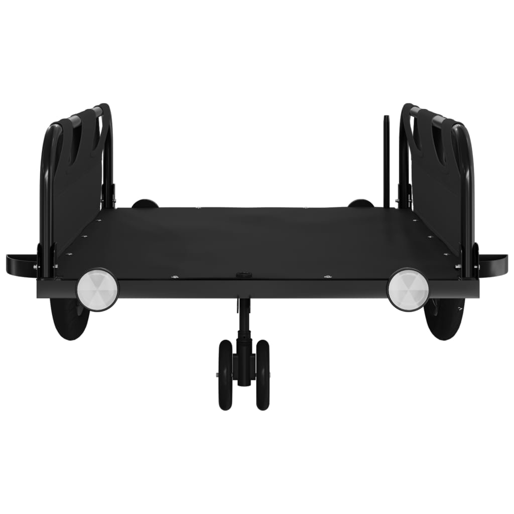 Fekete oxford szövet és vas kerékpár-utánfutó