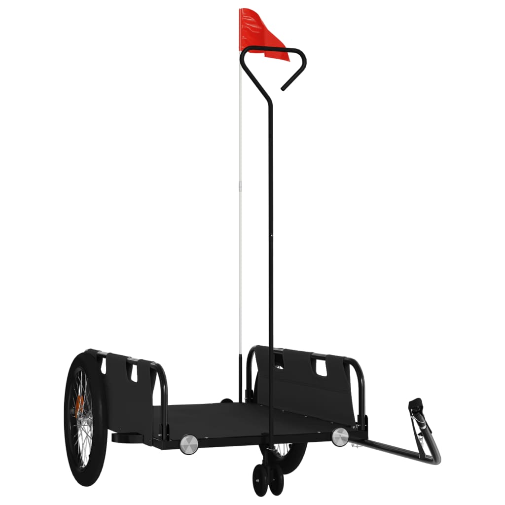 Fekete oxford szövet és vas kerékpár-utánfutó