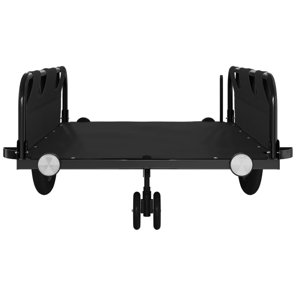 Fekete oxford szövet és vas kerékpár-utánfutó