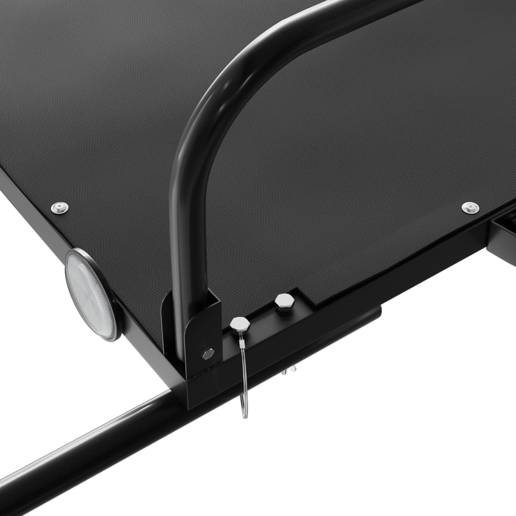 Fekete vas teherszállító kerékpár utánfutó 126x63x34 cm