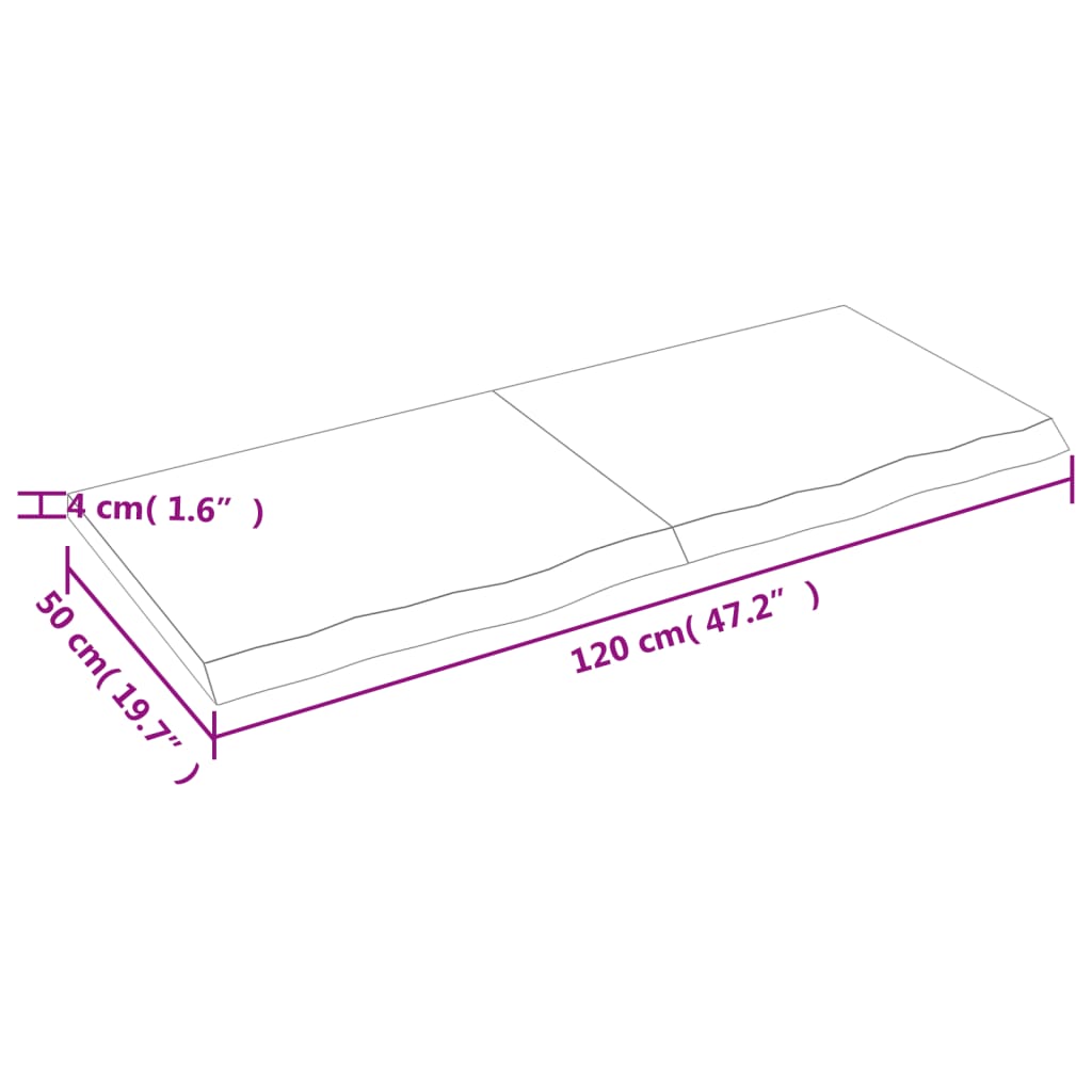 Kezeletlen tömör fa fürdőszobai pult 120 x 50 x 4 cm Kezeletlen tömör fa fürdőszobai pult 120 x 50 x 4 cm