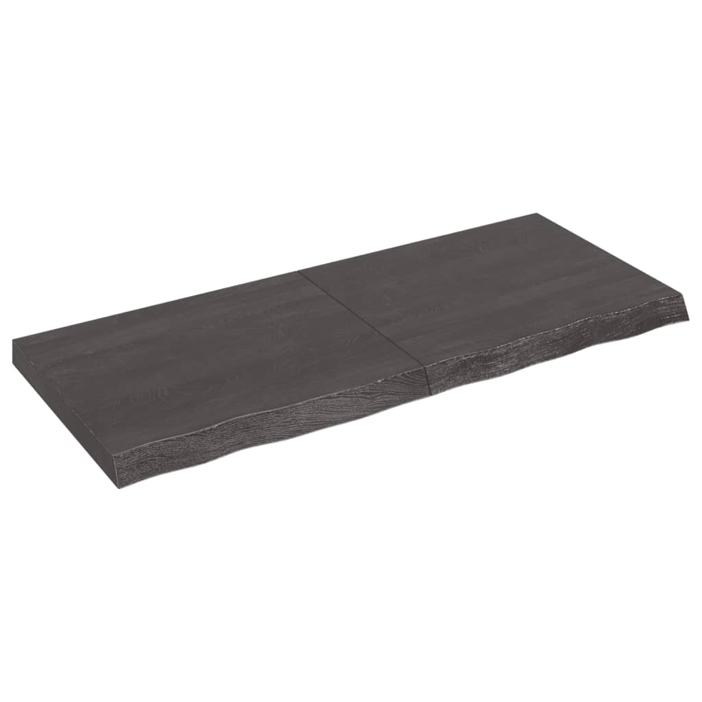 Sötétszürke kezelt tömör fa fürdőszobai pult 120 x 50 x 6 cm Sötétszürke kezelt tömör fa fürdőszobai pult 120 x 50 x 6 cm