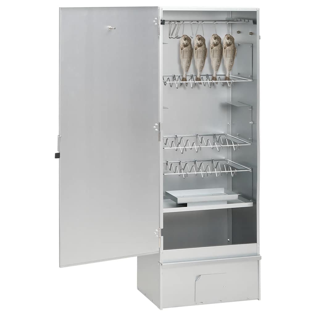 Horganyzott acél bbq füstölőkemence faaprítékkal 44,5x29x110 cm