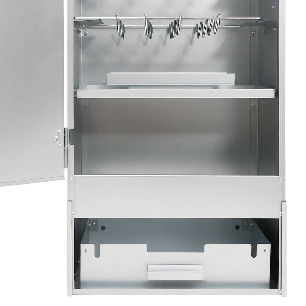 Horganyzott acél bbq füstölőkemence faaprítékkal 44,5x29x110 cm