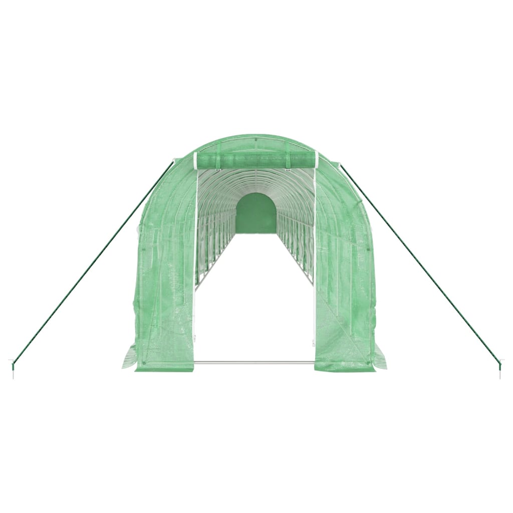 Zöld acélvázas melegház 44 m² 22 x 2 x 2 m