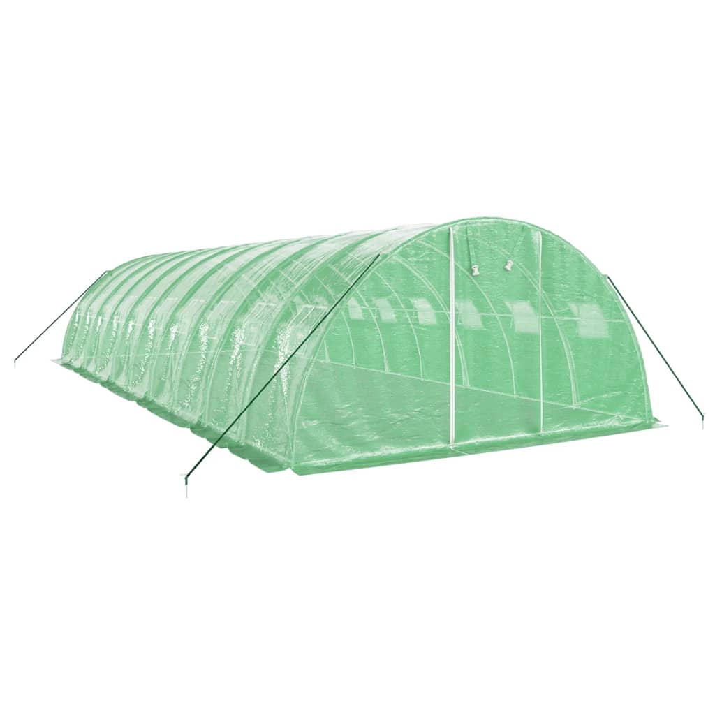 Zöld acélvázas melegház 40 m² 10 x 4 x 2 m