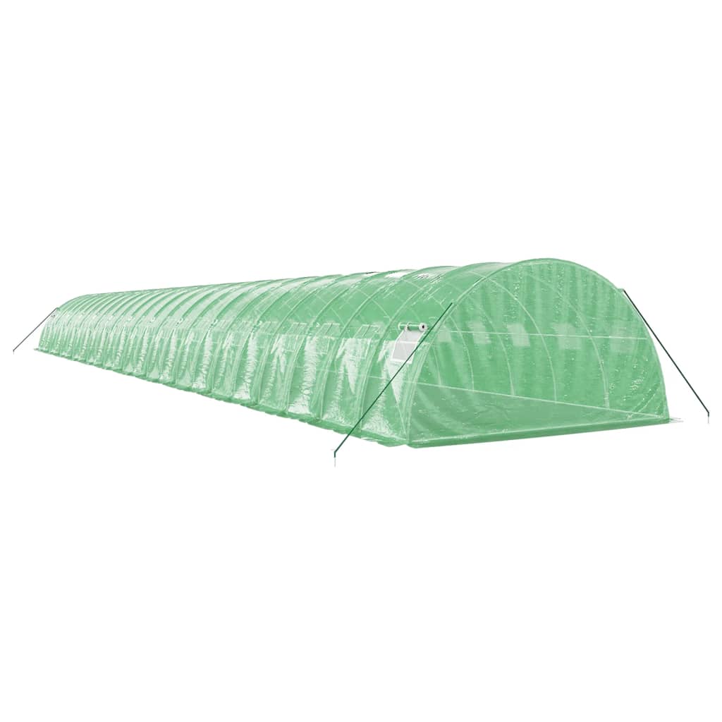 Zöld acélvázas melegház 96 m² 24 x 4 x 2 m