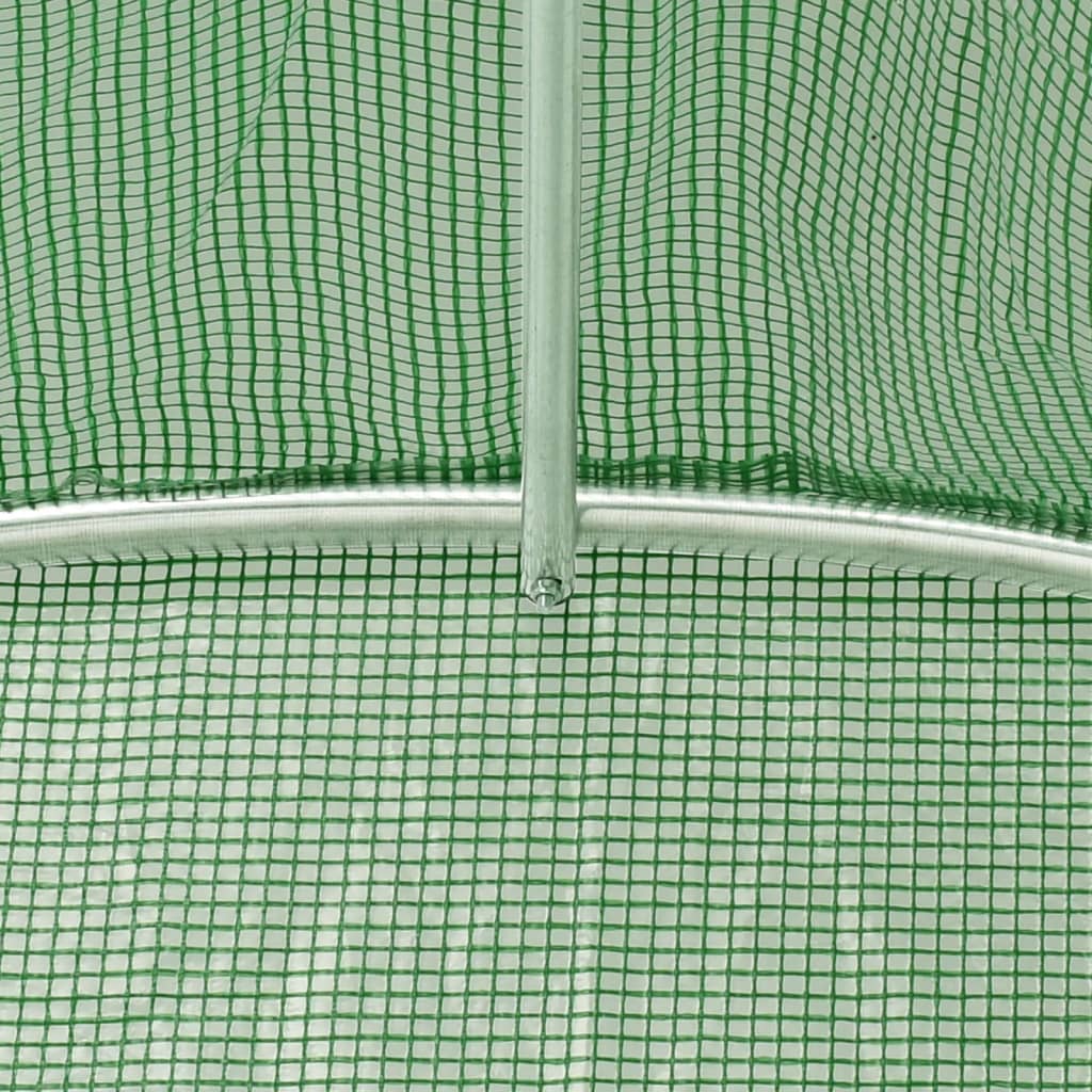 Zöld acélvázas melegház 40 m² 8 x 5 x 2,3 m
