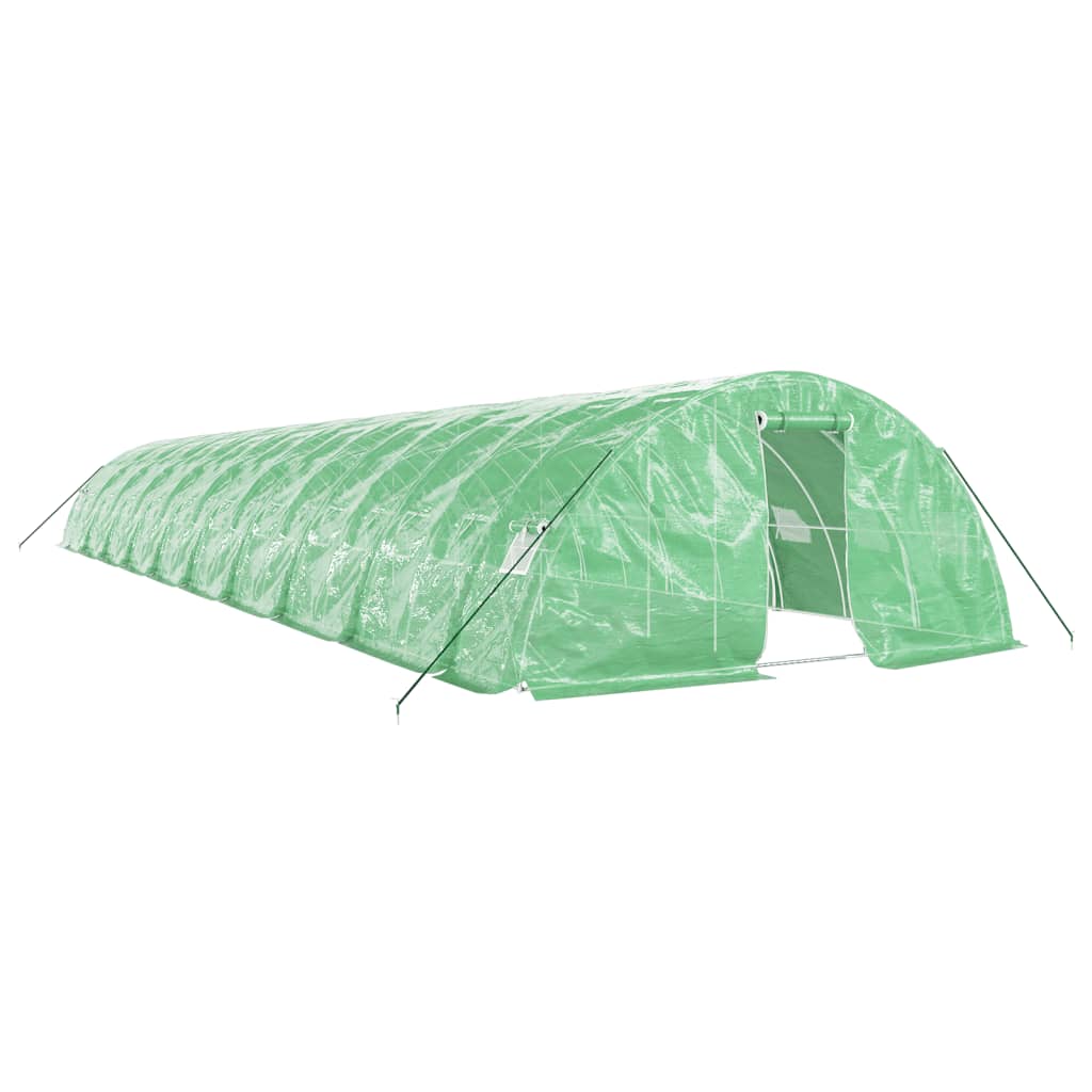 Zöld acélvázas melegház 100 m² 20 x 5 x 2,3 m