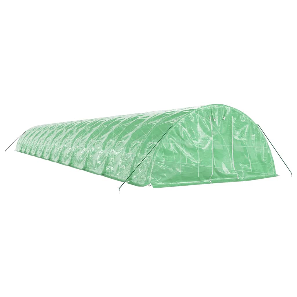 Zöld acélvázas melegház 120 m² 24 x 5 x 2,3 m