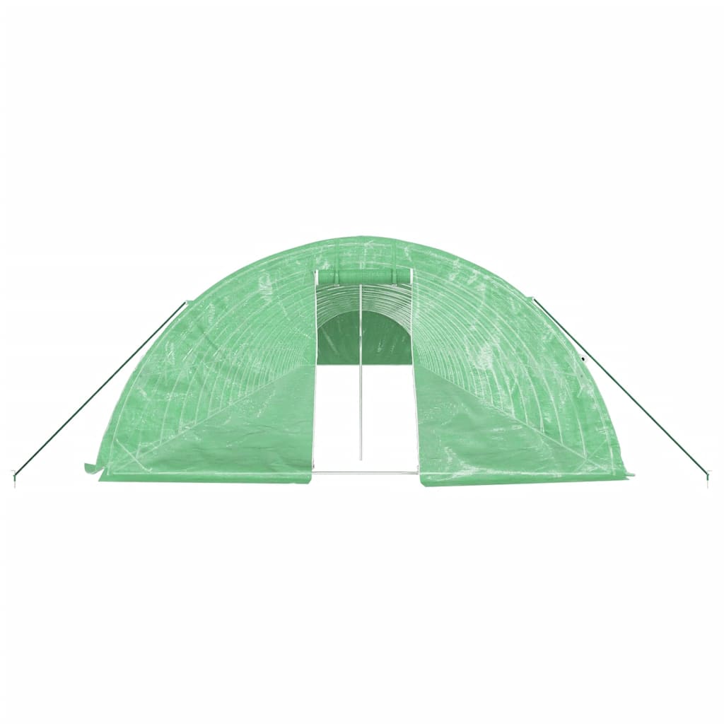 Zöld acélvázas melegház 120 m² 24 x 5 x 2,3 m