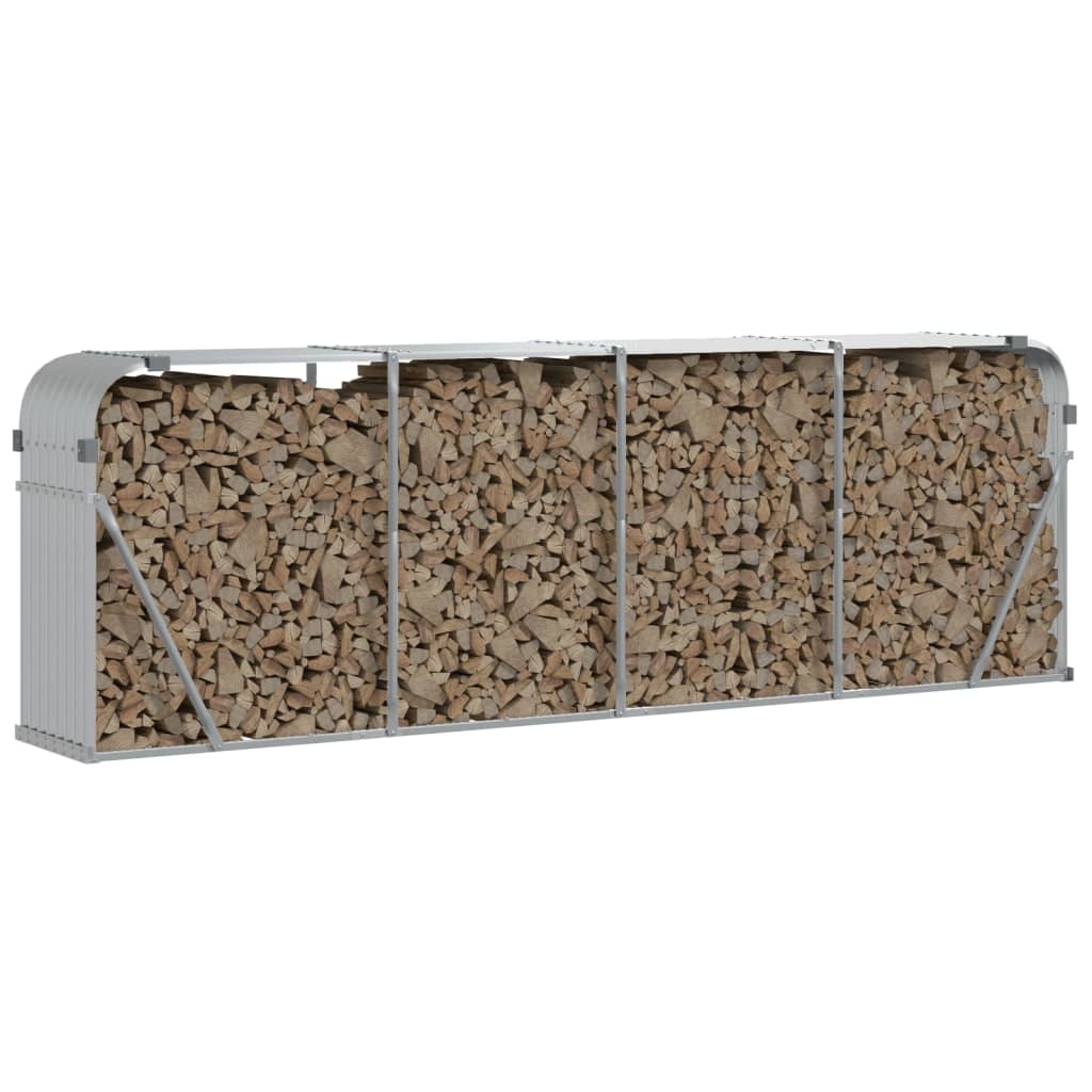 Ezüstszínű horganyzott acél rönktartó 300 x 45 x 100 cm