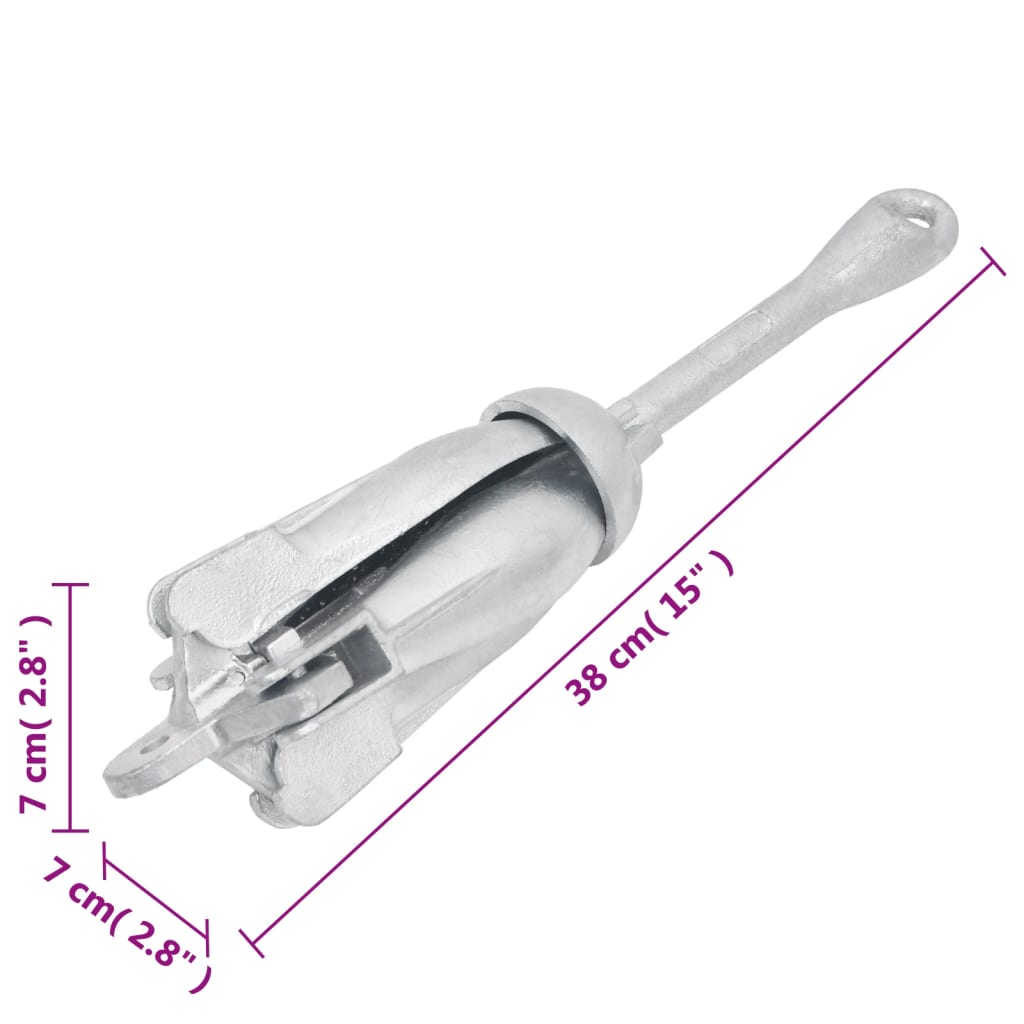 Ezüst színű összecsukható temperöntvény horgony 2,5 kg